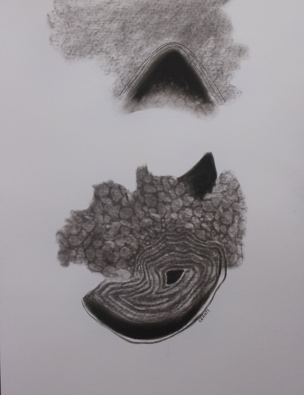 Contemporary Drawing with Charcoal on Paper "Untitled-4 (773)" art by Kranti Bankar