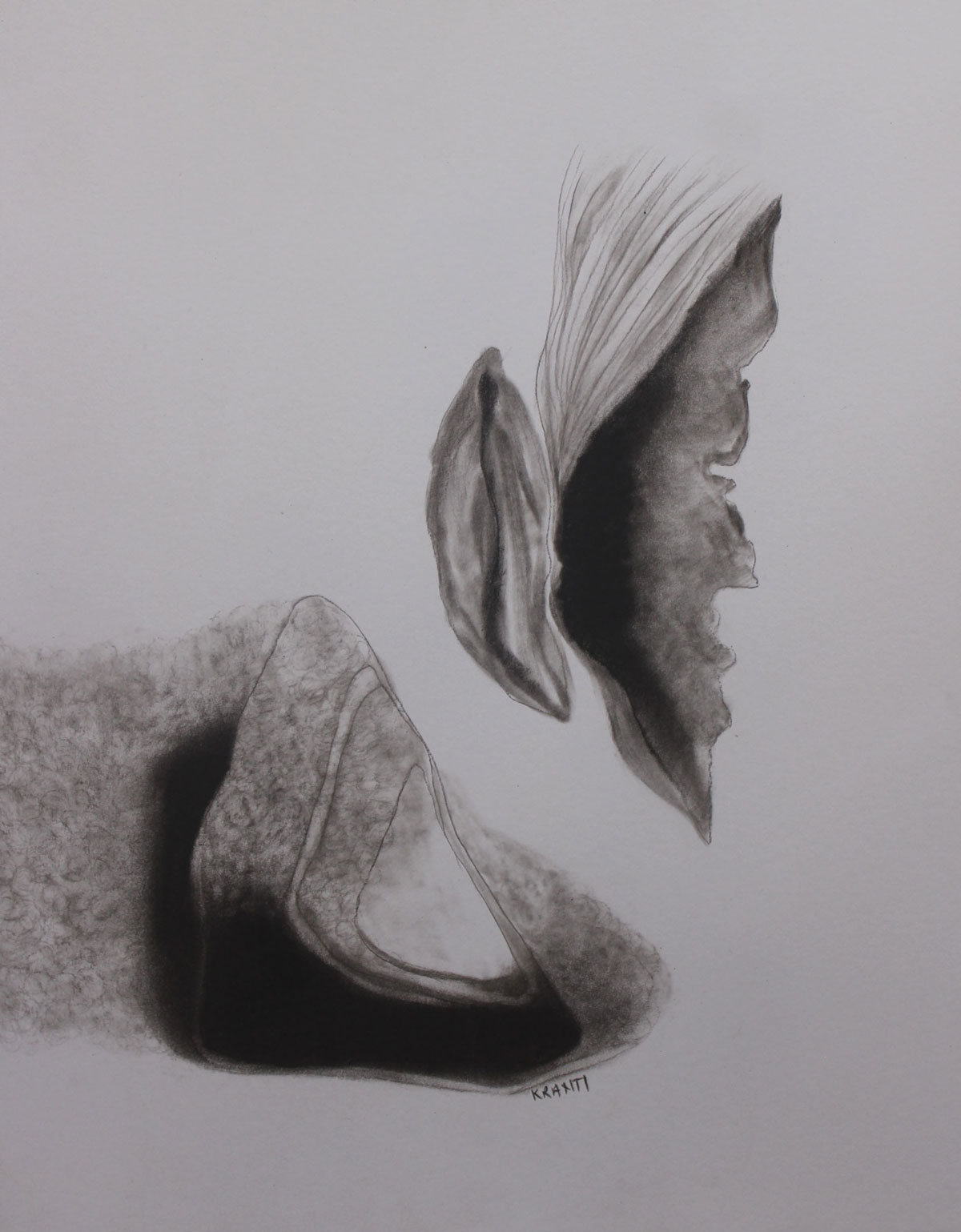 Figurative Drawing with Charcoal on Paper "Untitled-6 (1020)" art by Kranti Bankar