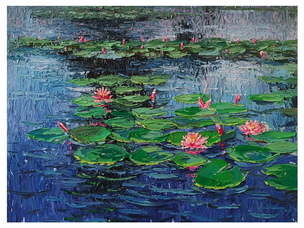 Contemporary Painting with Acrylic on Canvas "Lotus (531)" art by Ganesh Mhatre
