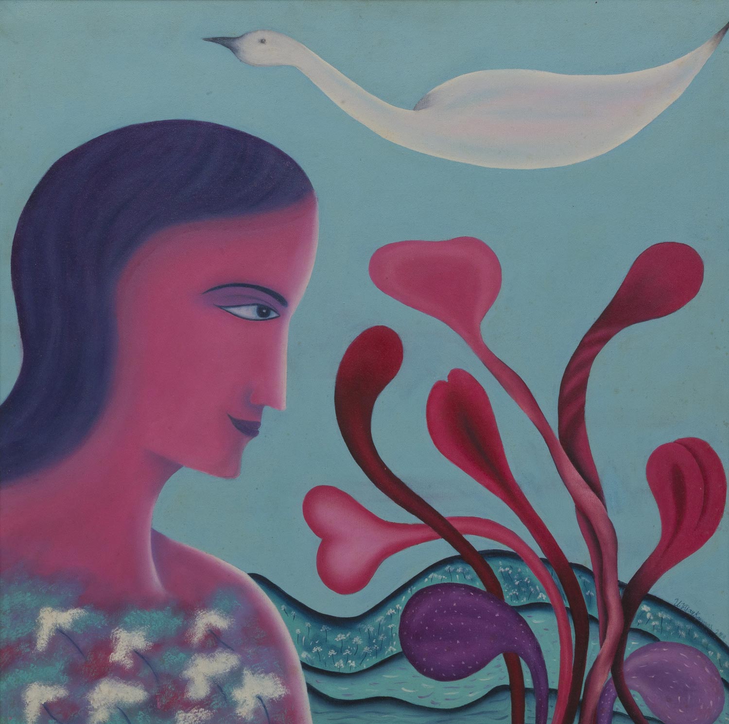 Contemporary Painting with Oil on Canvas "Flowers of life" art by U Vijay Kumar