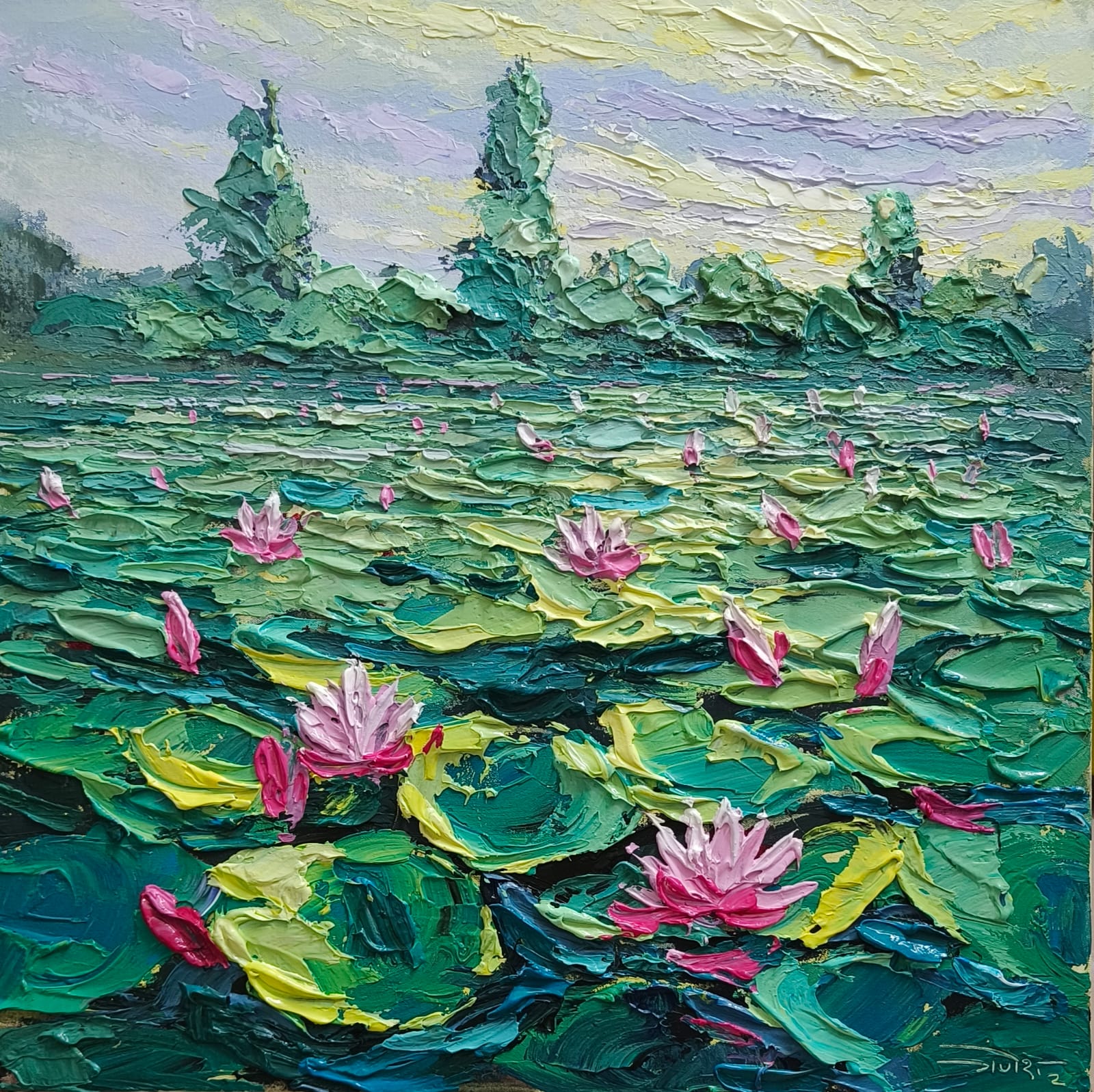 Figurative Painting with Acrylic on Canvas "Lotus (1258)" art by Ganesh Mhatre