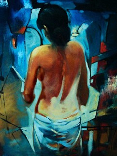 woman-in-blue-light-oil-painting-for-sale-gautam-partho-roy-IG639