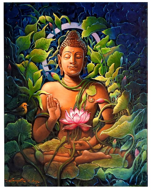 Original-Buddha-Oil-Painting-for-Sale-Gautam-Partho-Roy-IG980-IndiGalleria