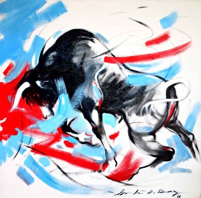 Original-Bull-Oil-Painting-for-Sale-Gautam-Partho-Roy-IG618-IndiGalleria