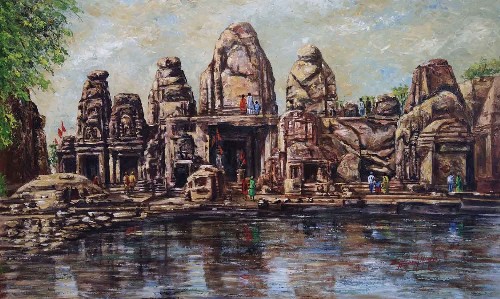 Masrur-Temple-Acrylic-on-canvas-Ghanshyam-kashyam-IG70-IndiGalleria