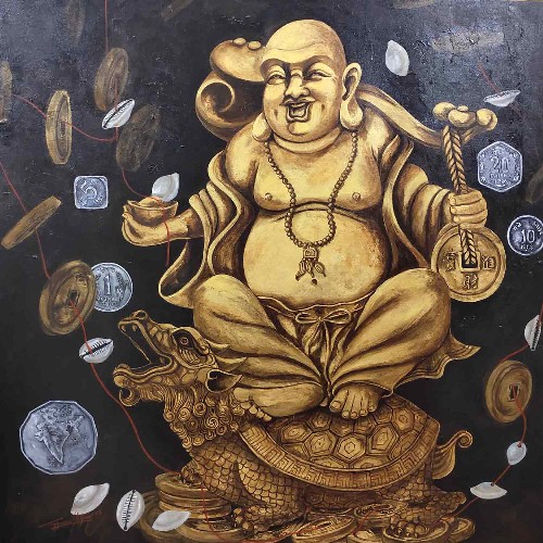 laughing-buddha-painting-acrylic-on-canvas-ghanshyam-kashyap-IG786-IndiGalleria