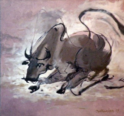 Bull-painting-oil-on-canvas-tirthankar-biswas-IG355-IndiGalleria