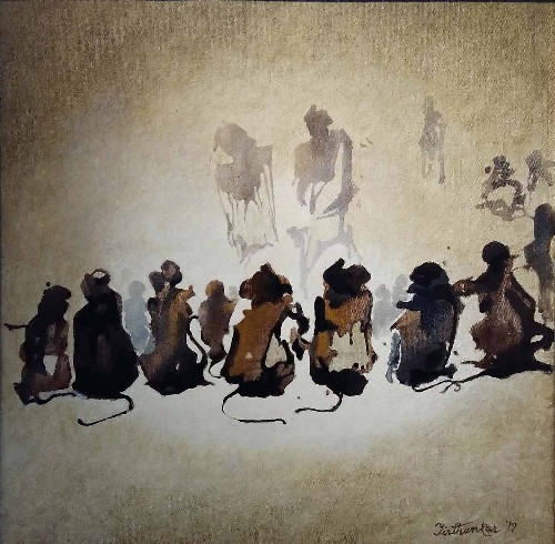 Monkey-Painting-Acrylic-on-Canvas-Tirthankar-Biswas-IG333-IndiGalleria