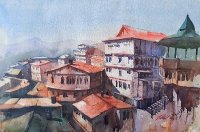 Shimla-Painting-Watercolor-on-Paper-Puran-Thapa-IG1116-IndiGalleria