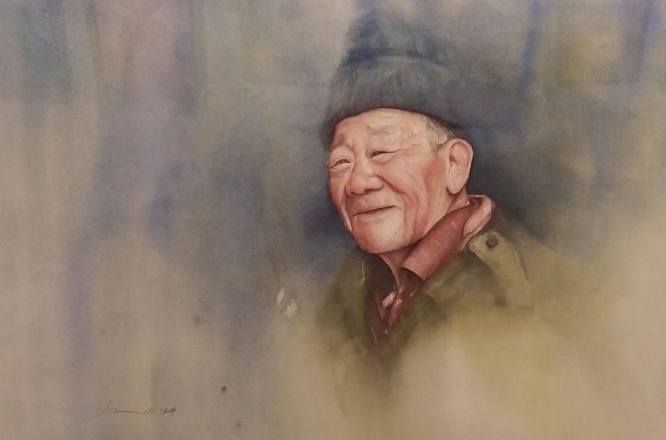 Nepali-man-Portrait-Watercolor-Painting-on-Paper-Jamuna-Gurung-IG313-IndiGalleria
