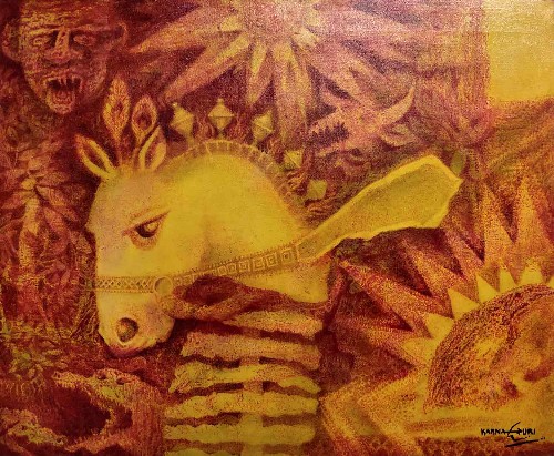 ashwamedha-painting-mixed-media-on-canvas-karna-puri-IG920-IndiGalleria