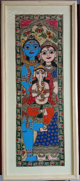 Shiv-Parvati-Ganesh-Madhubani-Painting-Kiran-Devi-IG87-IndiGalleria