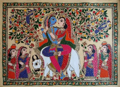 Radha-Krishna-Madhubani-Painting-Kiran-Devi-IG93-IndiGalleria
