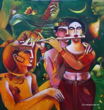 Song-of-Happiness-Acrylic-on-Canvas-Chaman-Sharma-IG1149-IndiGalleria