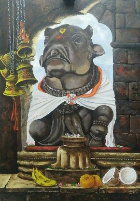 Nandi-Acrylic-Painting-on-Canvas-Ghanshyam-Kashyap-IG1158-IndiGalleria