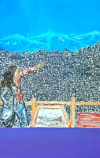 Shimla-View-Painting-Acrylic-on-Paper-Aditya-Singh-Thakur-IG350-IndiGalleria