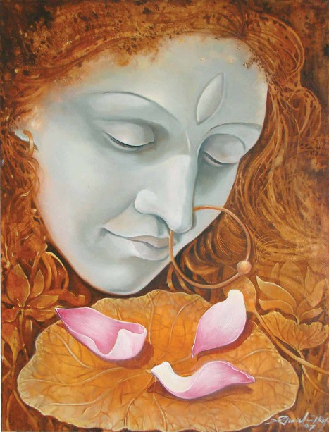 Morning-Prayer-Oil-Painting-by-Gautam-Partho-Roy-IG1282-IndiGalleria