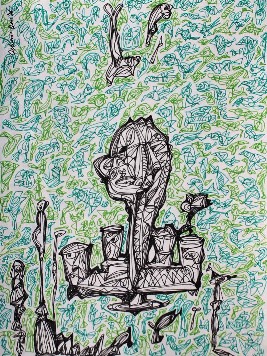An-Old-Fountain-Drawing-Pen-Ink-on-Paper-Debasis-Das-IG1305-IndiGalleria