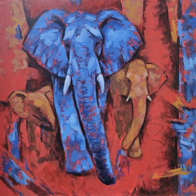 Elephant-Acrylic-on-Canvas-Santoshkumar-Patil-IG1331-IndiGalleria