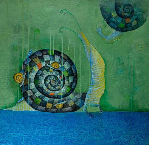 Snail-Family-Painting-Acrylic-on-canvas-Pooja-Mahatre-IG904-IndiGalleria