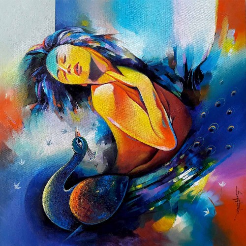 Fantasy-of-Beauty-Acrylic-on-Canvas-Sanjay-Tandekar-IG1560-IndiGalleria