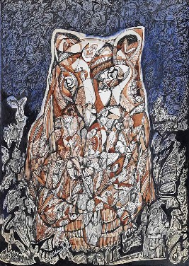 The-Night-Watcher-Contemporary-Art-on-Paper-Debasis-Das-IG1623-IndiGalleria