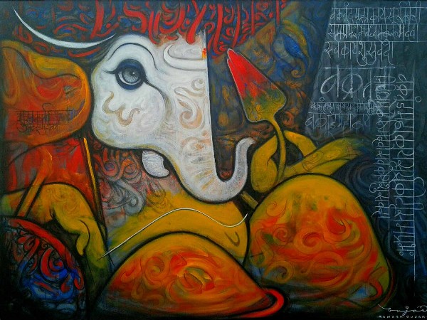 Ganesha-8-Acrylic-on-Canvas-Ramesh-Gujar-IG960-IndiGalleria
