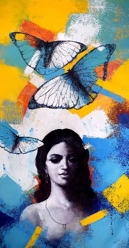 Freedom-of-Beauty-Acrylic-Painting-on-Canvas-Kishore-Pratim-Biswas-IG510