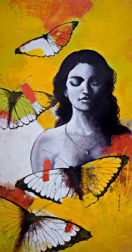 Freedom-of-Beauty-Acrylic-Painting-on-Canvas-Kishore-Pratim-Biswas-IG511