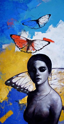 Freedom-of-Beauty-Acrylic-Painting-on-Canvas-Kishore-Pratim-Biswas-IG1027