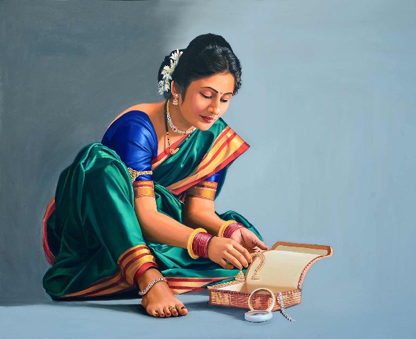 Parineeta-Oil-Painting-on-Canvas-Vinayak-Takalkar-IG84-IndiGalleria