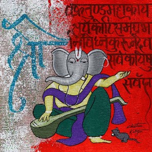 Ganesha-painting-acrylic-on-canvas-chetan-katigar-IG1687-IndiGallera