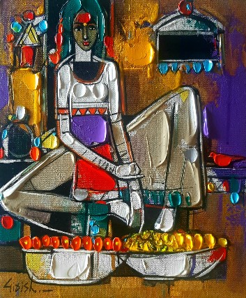 Woman-Acrylic-on-Canvas-Girish-Adannavar-IG188-IndiGalleria