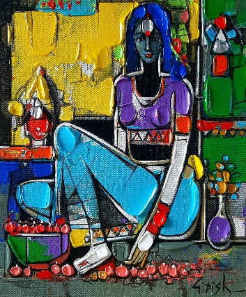 Woman-Painting-Acrylic-on-Canvas-Girish-Adannavar-IG1347-IndiGalleria