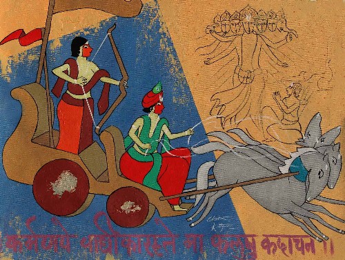 krishna-arjuna-painting-acrylic-on-canvas-chetan-katigar-IG1690