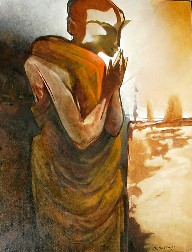 Buddha-Oil-on-Canvas-Tirthankar-Biswas-IG359-IndiGalleria