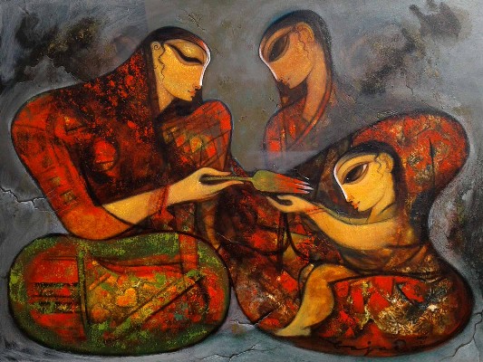 Gifling-Love-Acrylic-on-Canvas-Ramesh-Gujar-IndiGalleria-IG701