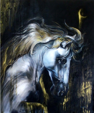 Horse-Painting-Oil-Dhanashri-Kale-IndiGalleria-IG-1885