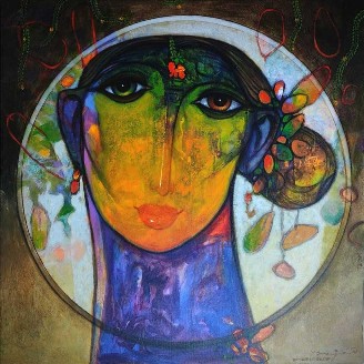 Woman-Painting-Acrylic-Ramesh-Gujar-IndiGalleria-IG1904