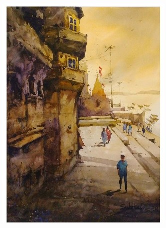 Banaras-1-Painting-Watercolour-Subrata-Malakar-IndiGalleria-IG1894