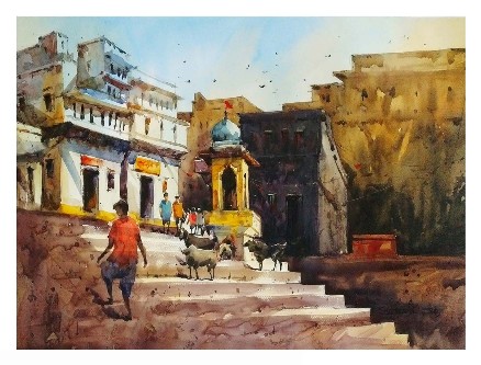 Banaras-2-Painting-Watercolour-Subrata-Malakar-IndiGalleria-IG1895