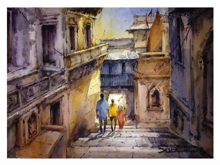 Banaras-3-Painting-Watercolour-Subrata-Malakar-IndiGalleria-IG1896