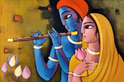 Radha-Krishna-Painting-Sekhar-Roy-IndiGalleria-IG1303