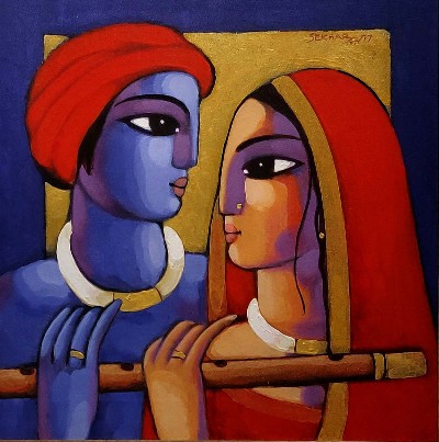Radha-Krishna-Painting-Sekhar-Roy-IndiGalleria-IG1497
