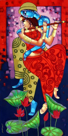 Romantic-Couple-Painting-Sekhar-Roy-Indigalleria-IG887