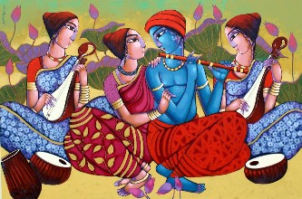 Tune-of-love-2021-Painting-Sekhar-Roy-IndiGalleria-IG1063