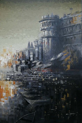 Varanasi-Acrylic-Painting-Atul-Gendle-IndiGalleria-IG759