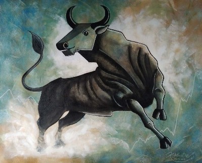 Big-Bull-Acrylic-Painting-Kirtiraj-Mhatre-IndiGalleria-IG46