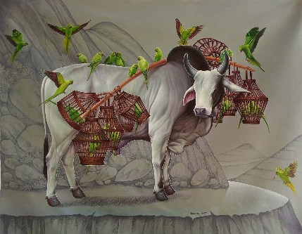 Holy-Cow-Oil-Painting-Kanhaiya-Gupta-IndiGalleria-IG1122