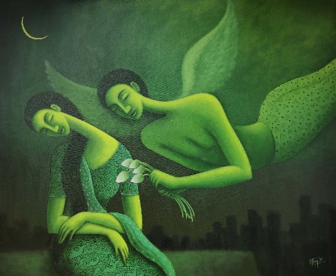 Dream-Love-2-Acrylic-Painting-Uttam-Bhattacharya-IndiGalleria-IG1981